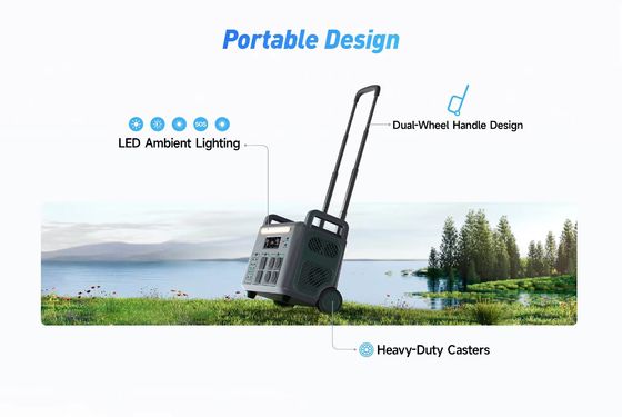 ATZ 3600W Taşınabilir Güç Santrali AB Çoklu AC Ve DC Çıkışları 230VAC Çift Tekerlekli El Düzenleme