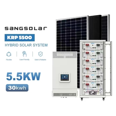 Sangsolar 5.5kw 10kw 48v 220v 230v 15kwh 30kwh Lityum Pil Şebekeden Açık Bataryasız Güneş Enerjisi Sistemi